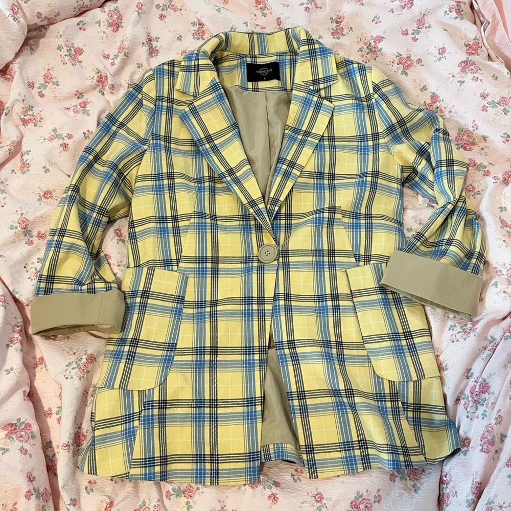 Yellow Plaid Women's Blazer
